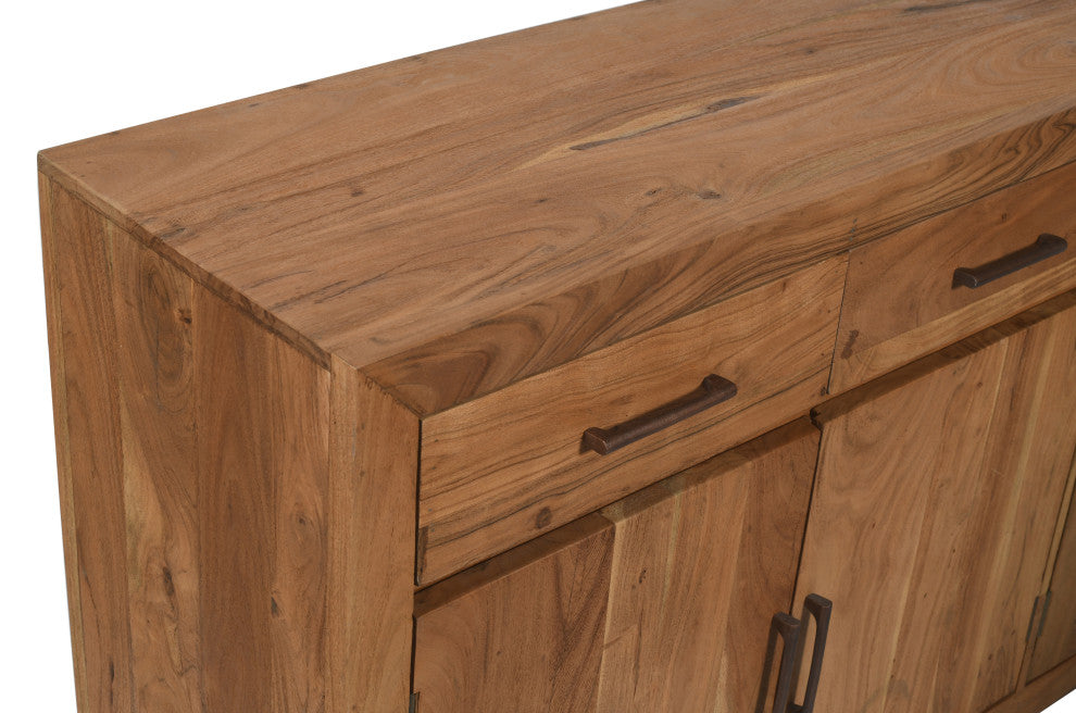 Fernious 4 Drawer 4 Door Sideboard, Natural Finish on Mango Solid Wood