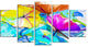 Abstract Spring Flowers Still Life, Blue, Floral Wall Art, 60"x32", 5 Panels