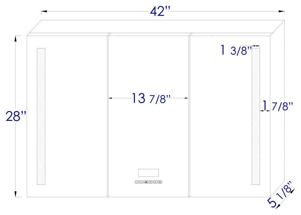 ALFI brand 42" x 28" Triple Door LED Light Bluetooth Medicine Cabinet