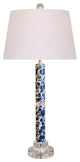 Blue and White Geometric Porcelain Table Lamp 30"