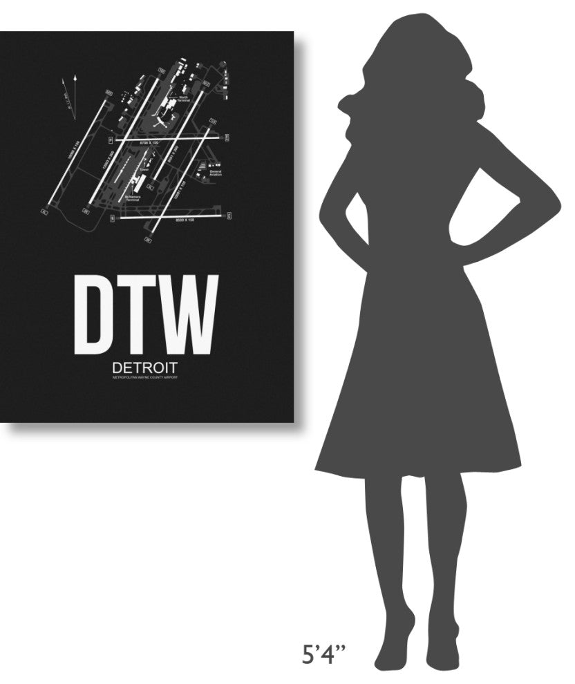 "DTW Detroit Airport Black" Fine Art Print