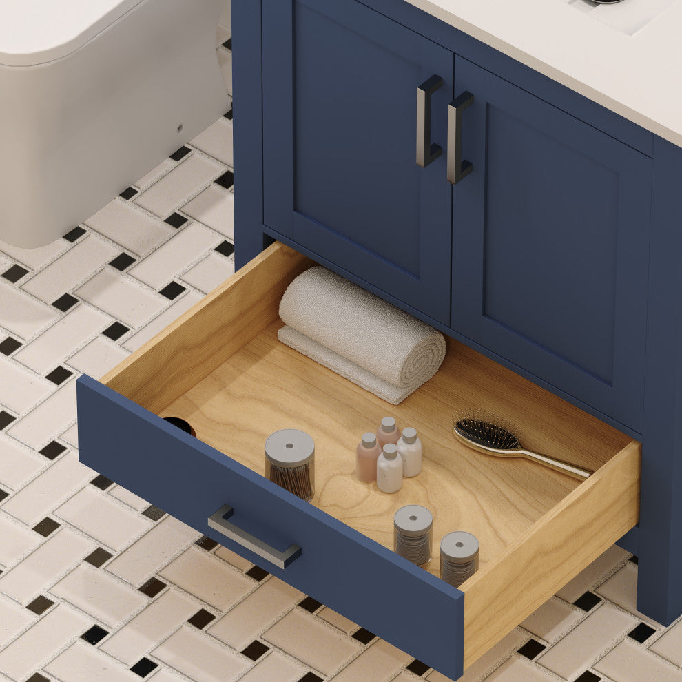 Rooh Bathroom Vanity, Navy Blue, 30", Vanity, Countertop, Sink