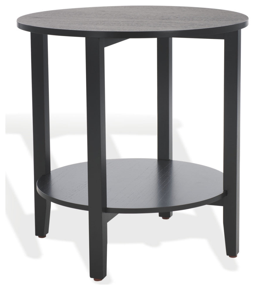 Safavieh Couture Leonardi Roundd Wood Accent Table, Black