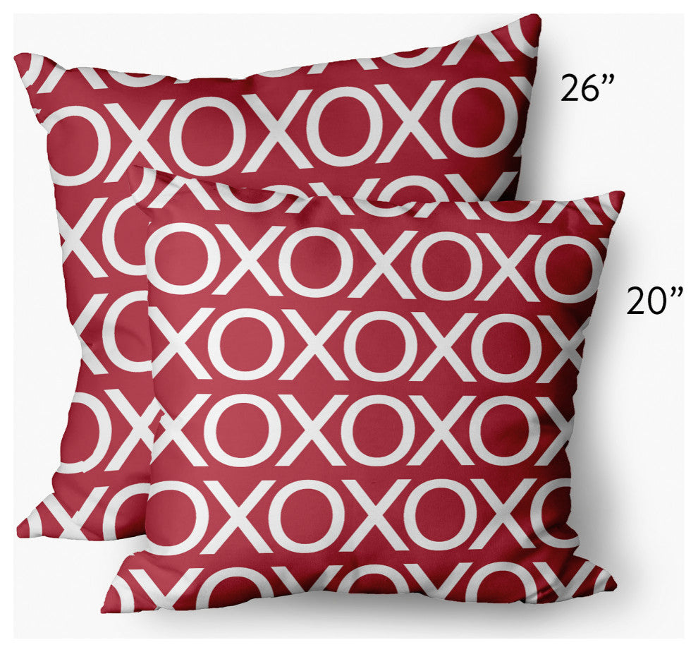 Hugs and Kisses Valentines Decorative Throw Pillow, Brick, 26"x26"