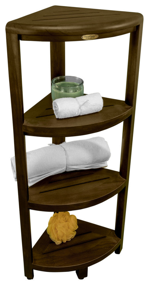 DecoTeak Oasis 4-Tier Teak Corner Shelf