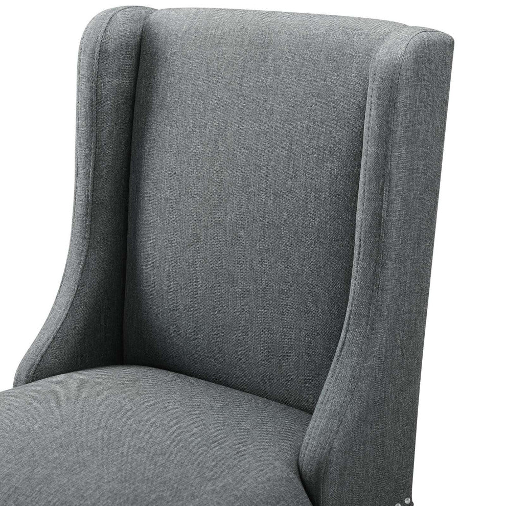 Counter Stool Chair, Fabric, Wood, Gray, Modern, Bar Cafe Bistro Restaurant