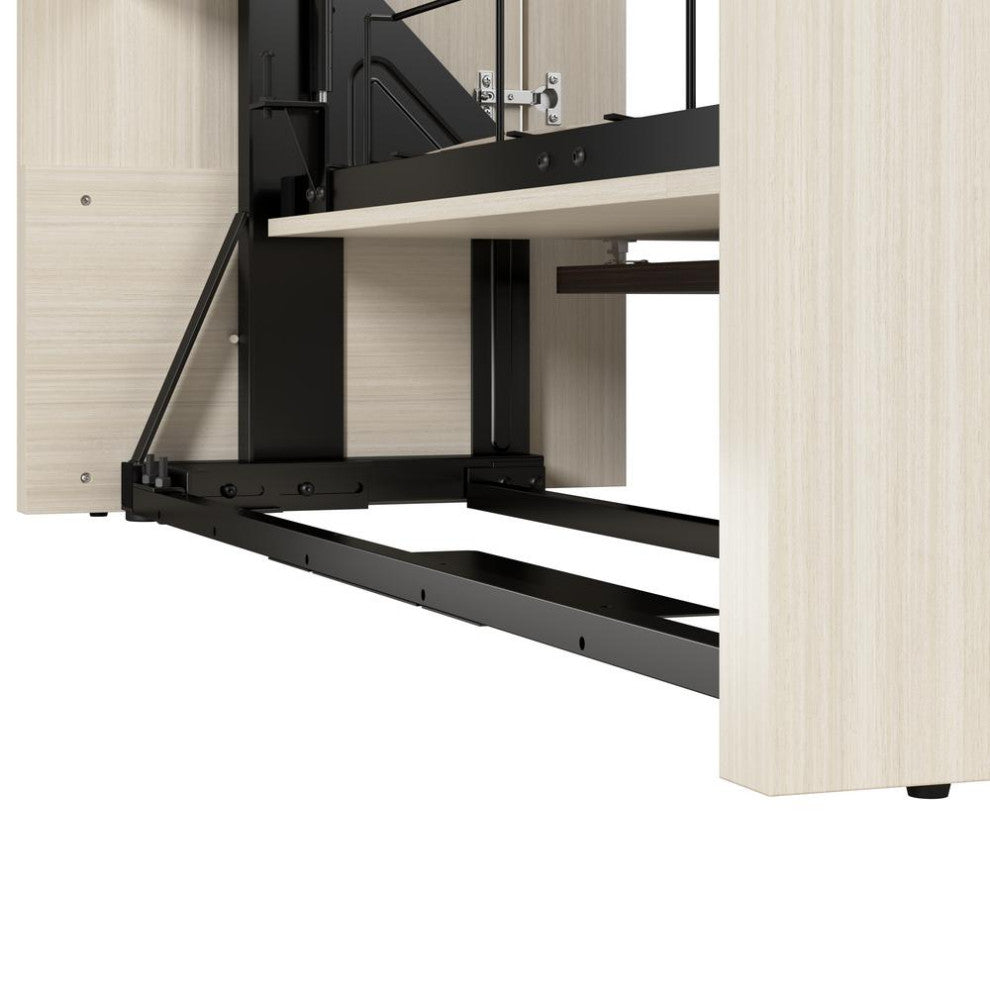 Lumina Full Murphy Bed with Storage Cabinet (84W) in White Chocolate