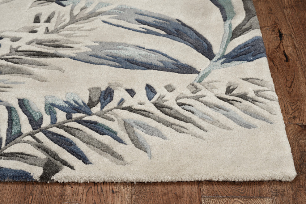 KAS Havana 2626 Gray/Blue Tropics Area Rug, 2'3"x8' Runner