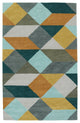 Luli Sanchez by Jaipur Living Ojo Handmade Geometric Gold/Teal Area Rug, 8'x11'