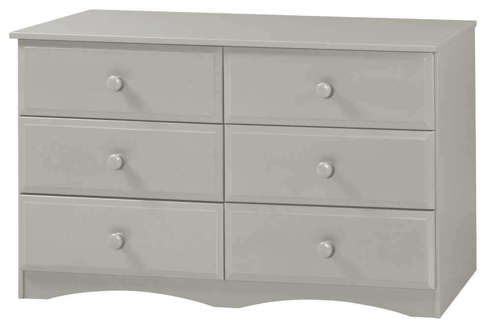 Essentials Six Drawer Double Dresser, Gray Finish