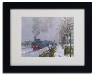 'Train In the Snow' Matted Framed Canvas Art by Claude Monet