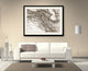 Iraq Vintage Old Sepia Map Print On Canvas With Black Custom Frame, 16" X 21"
