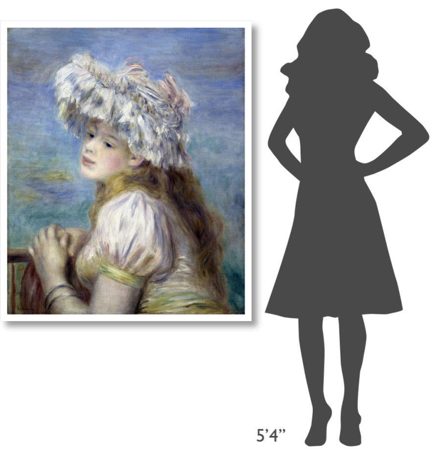 "Young Girl in a Lace Hat" Digital Paper Print by Pierre-Auguste Renoir, 38"x46"