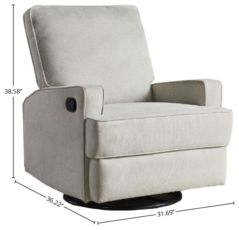 Bailey Wood Upholstered Swivel Glider and Recliner, Dove