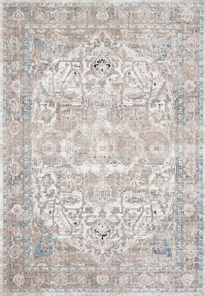 Polyester Pile Dante DN-05 Area Rug by Loloi II, Ivory/Stone, 9'6"x13'3"