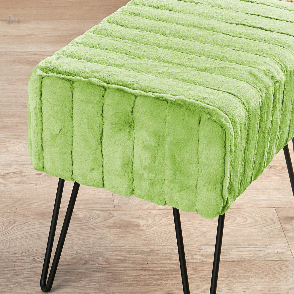 Serenta Super Mink Ottoman, Nile Green, 19''x13''x17''