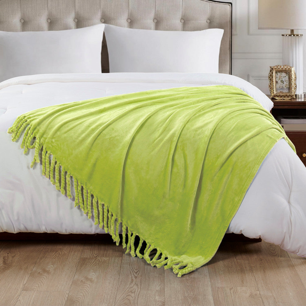 Braided Rope Flannel Fleece Throw, Oasis Green, 50"x60"