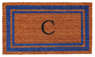 Blue Border 24"x36" Monogram Doormat, Letter C