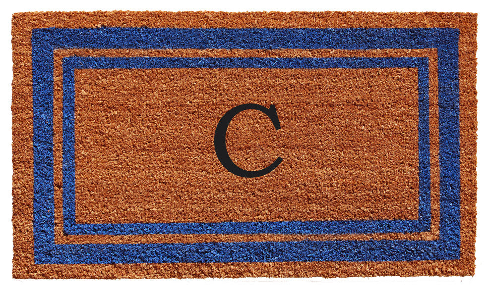 Blue Border 24"x36" Monogram Doormat, Letter C