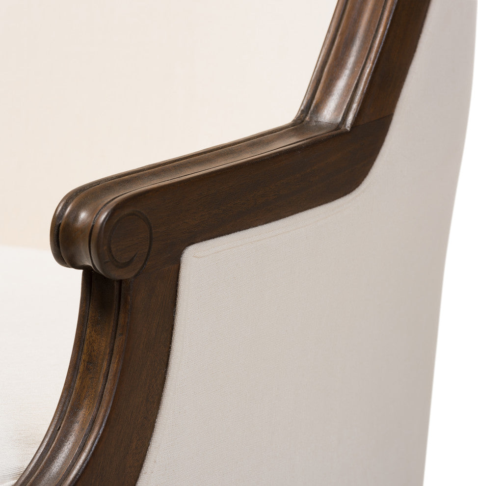 Charlemagne Traditional French Accent Chair, White