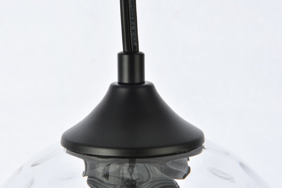 Charlotte 1-Light Black and Clear Glass Plug-In Pendant