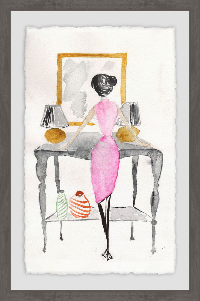 "Pretty Pink Dress" Framed Painting Print, 16"x24"