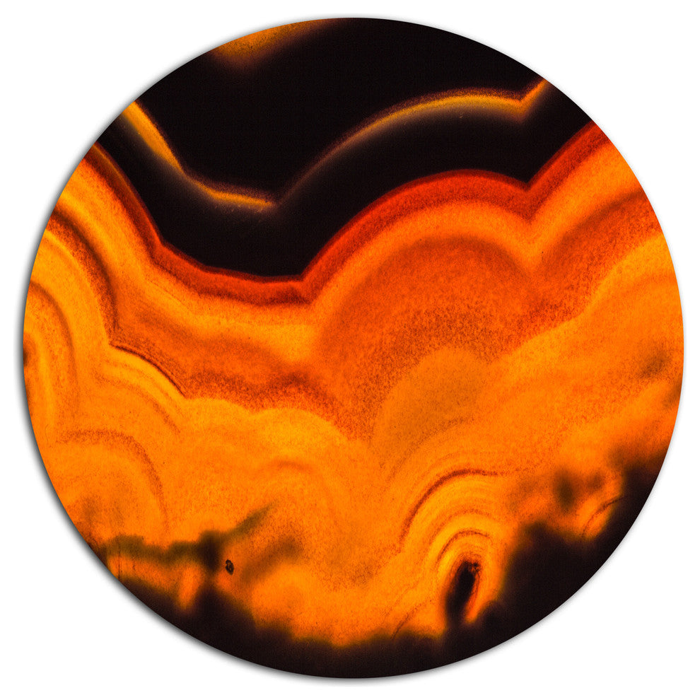 Agate Macro Orange, Abstract Round Wall Art, 36"