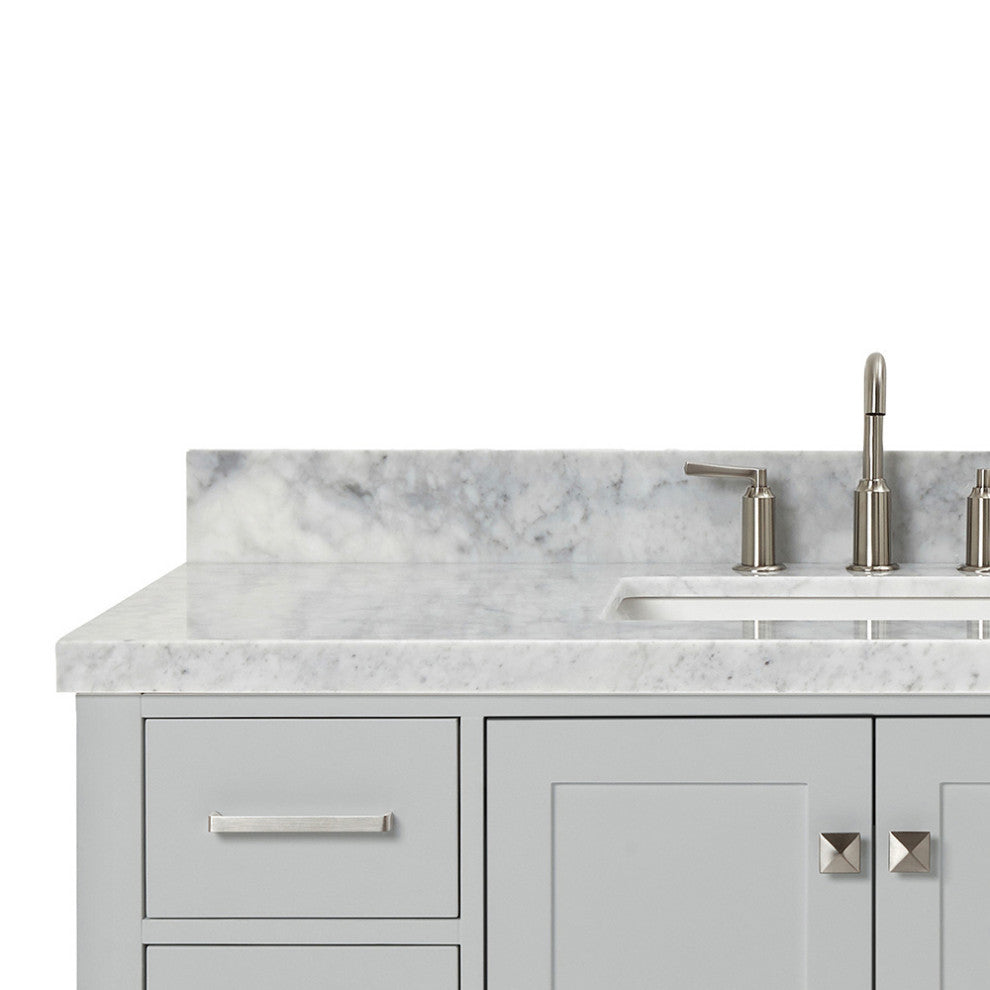 ARIEL Cambridge 49" Single Rectangle Sink Bathroom Vanity Grey With Marble Top