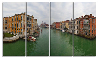 Green Waters in Venice Grand Canal, Landscape Canvas Print, 48"x28", 4 Panels