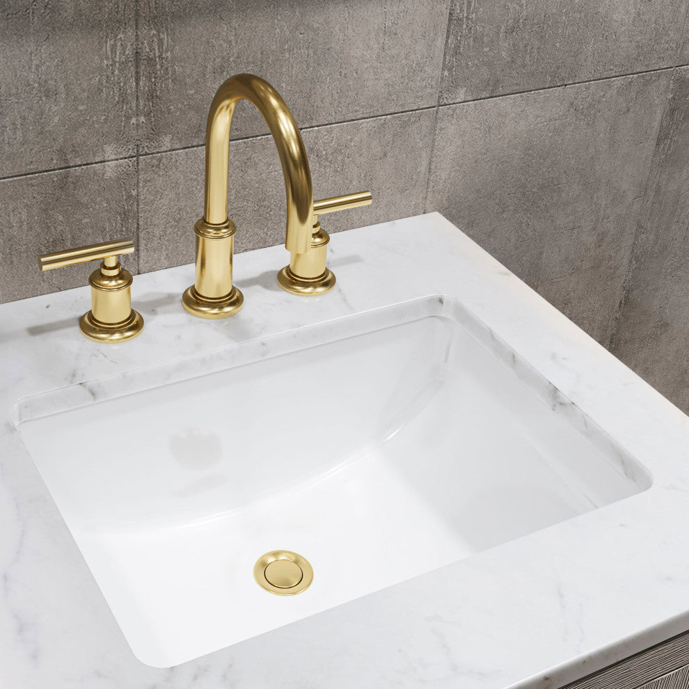 Hugo Carrara White Marble Countertop Vanity in Gray Oak, Satin Gold Hardware, 24", Vanity With Gooseneck Faucet