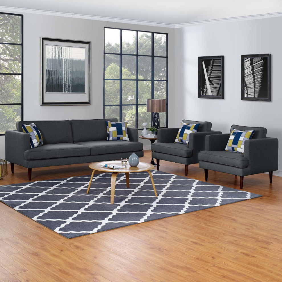 Armchair and Sofa Set, Fabric, Gray, Modern, Living Lounge Hospitality