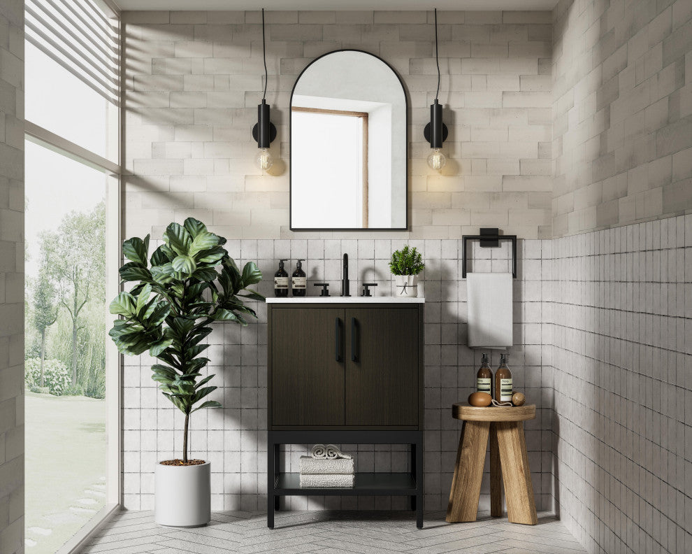Home Living 24" Single Bathroom Vanity, Mocha Brown