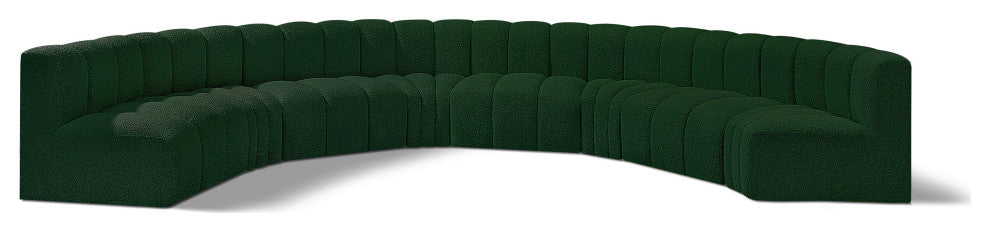 Arc Boucle Fabric Upholstered 8-Pc. Inward Curved Modular Sectional, Green