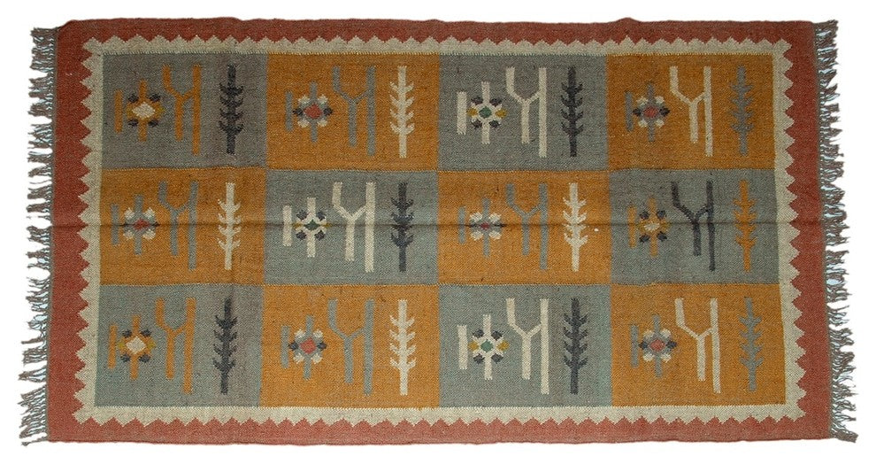 Wool Jute Kilim Rug 4'x6' - 4000R23