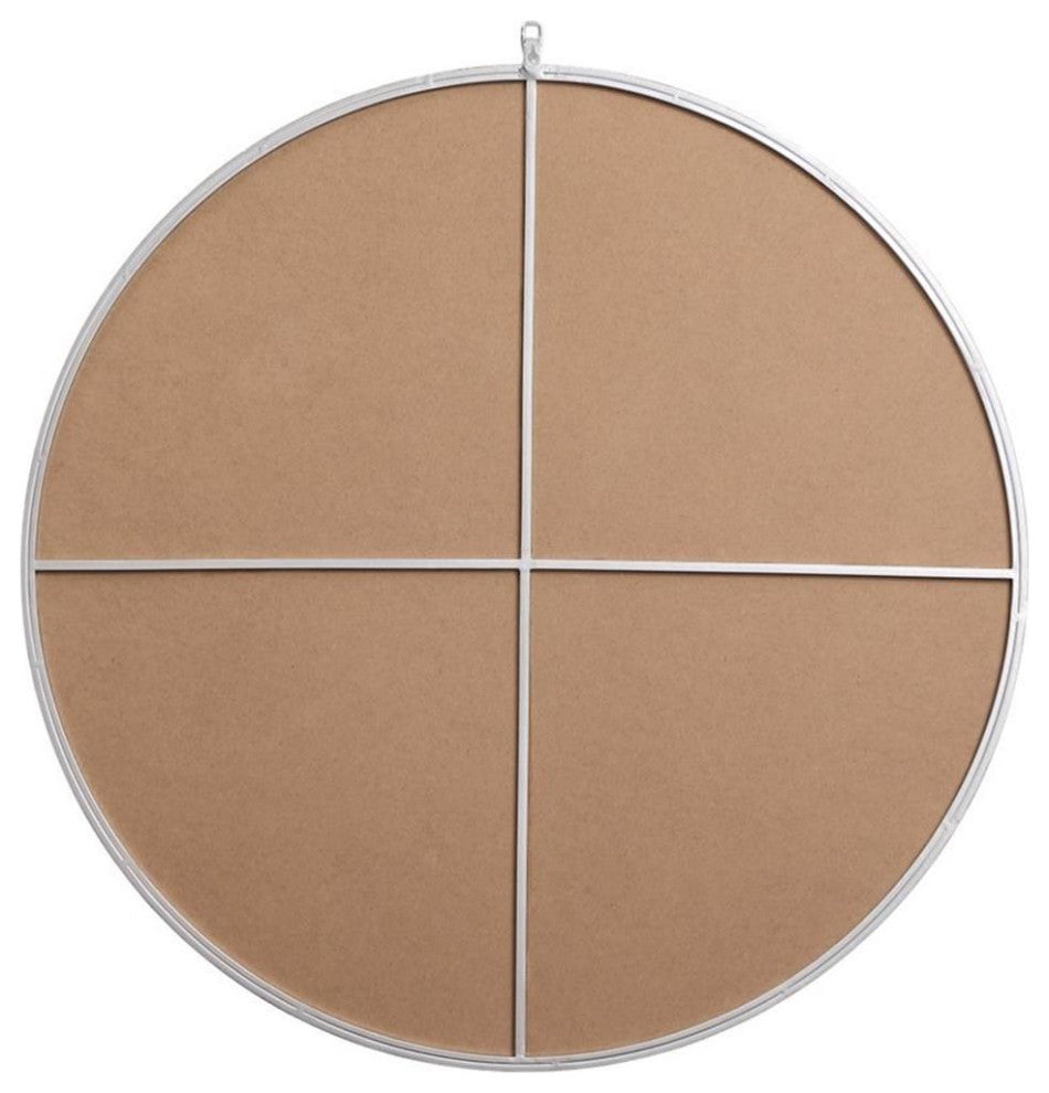 Elegant Decor Eternity 39" Round Mid Century Metal Frame Hooked Mirror in Silver