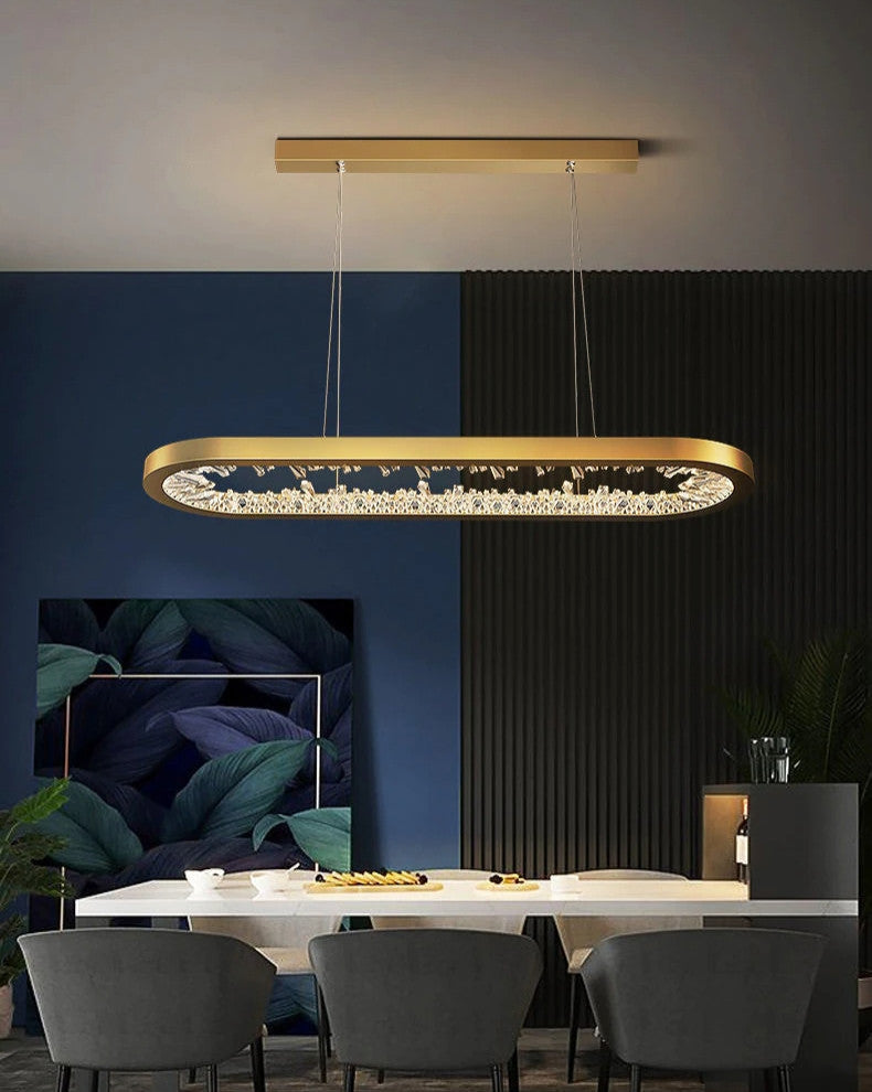 Zeddiani | Gold Rings Led Crystal Chandelier for Bedroom, Oval
