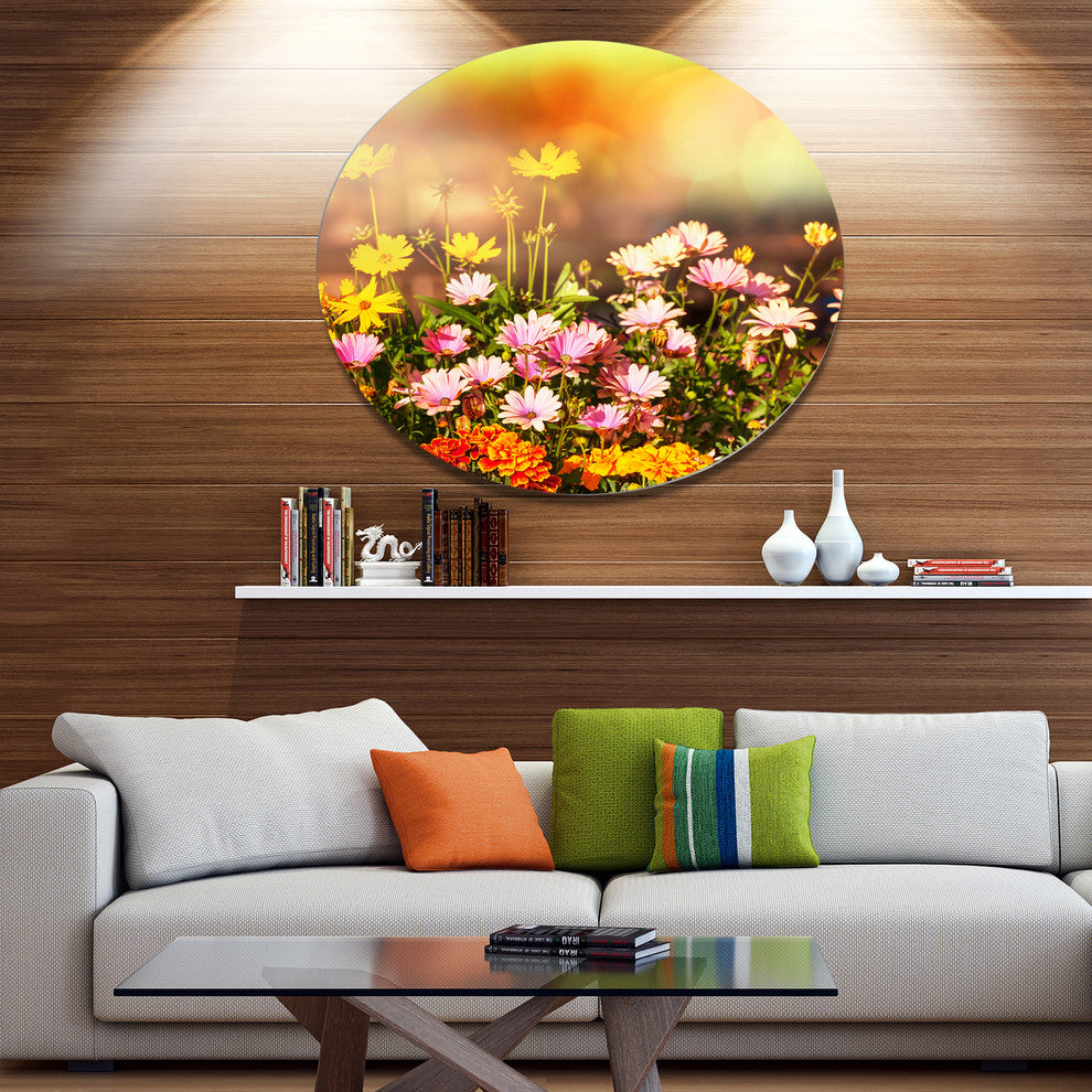 Beautiful Multi-Color Flowers, Floral Round Wall Art, 11"