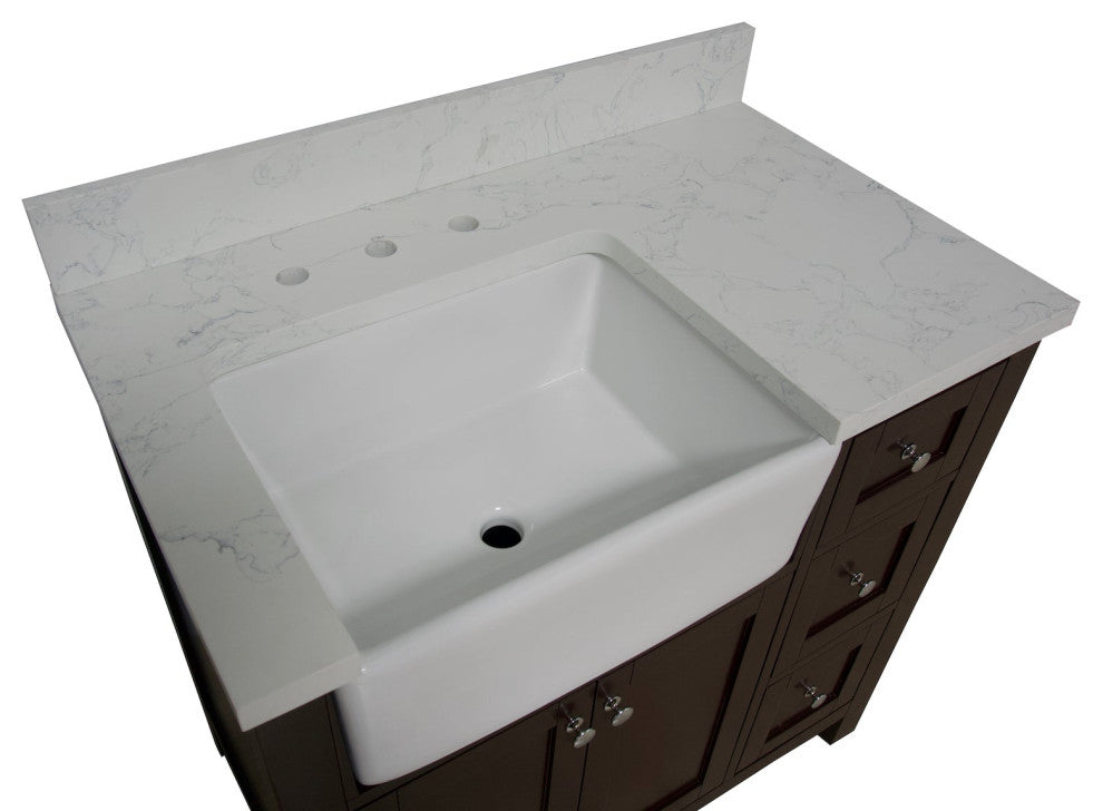 Yorkshire 36" Bathroom Vanity, Chocolate, Engineered Marble