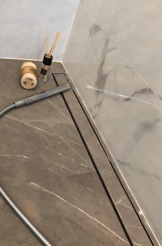 Side Outlet Linear Shower Drain, Serene Drains, 16", Tile Insert