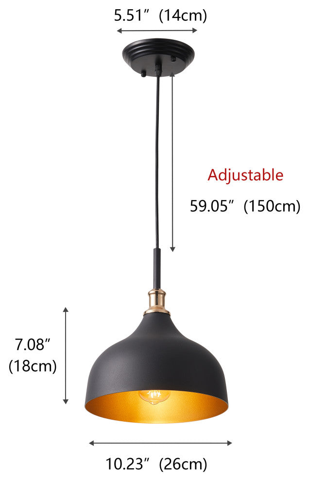 1-Light Black Ceiling Light Industrial Pendant Light