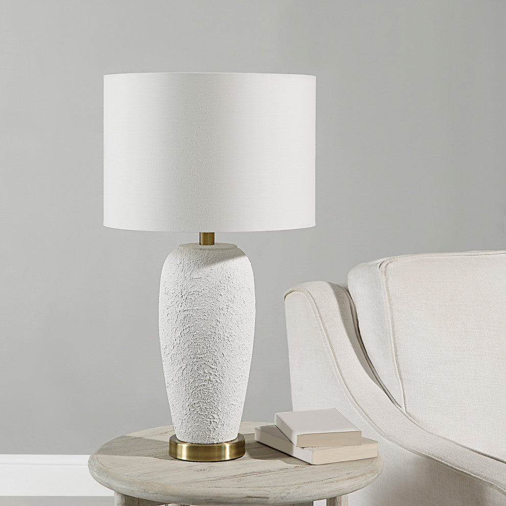 Nissa 17" Table Lamp with Drum Shade, Matte White