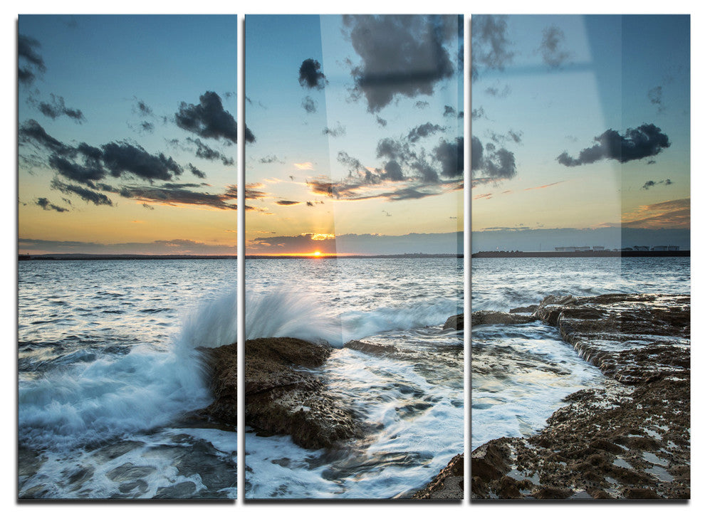 "Bright Sydney Sunset Over Sea" Metal Wall Art, 3 Panels, 36"x28"