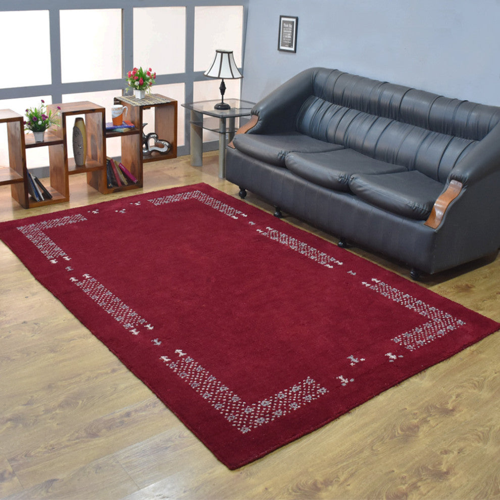 HAND KNOTTED LOOM SILK ECO-FRIENDLY AREA RUGS -8'x10',Rectangle,Red,Contemporary