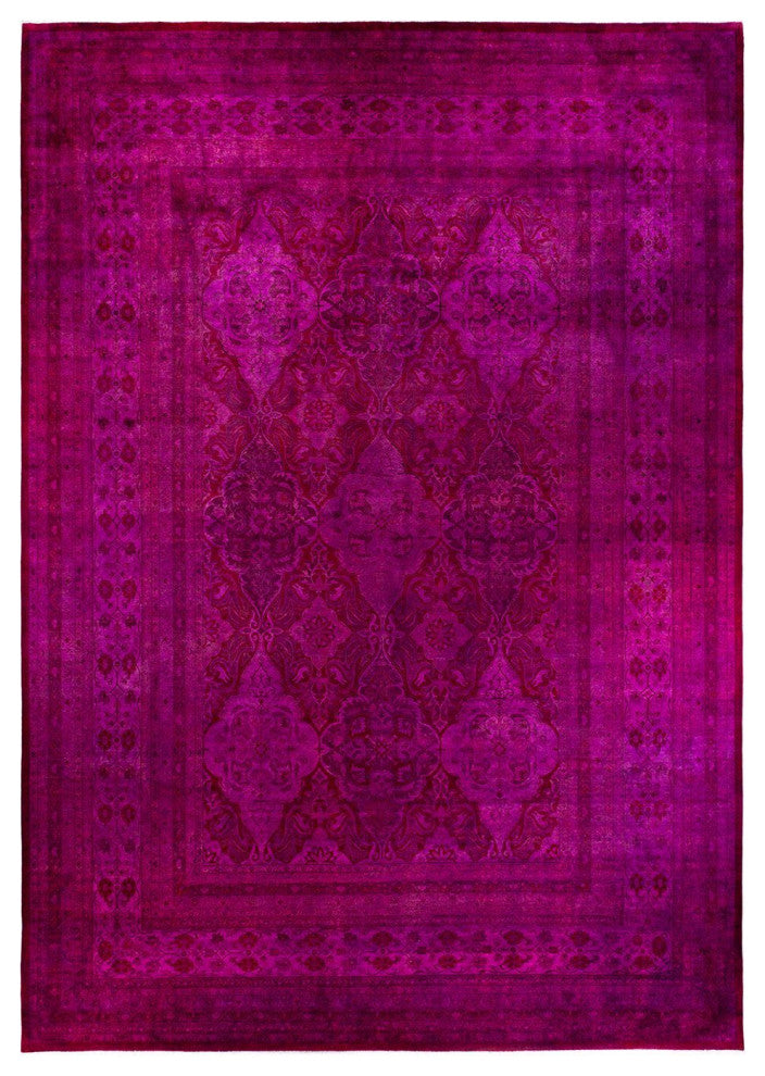 Overdyed, One-of-a-Kind Hand-Knotted Area Rug Pink, 12'2"x17'2"