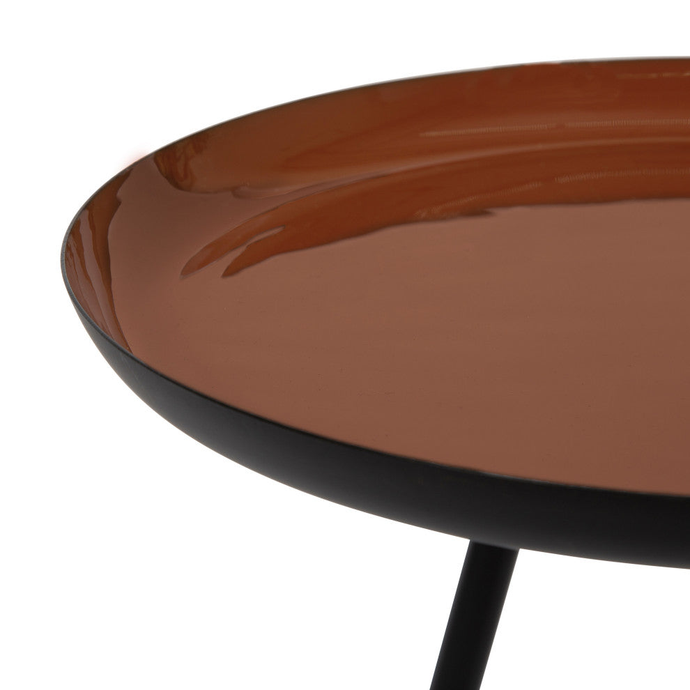 Laranya Round Metal Side Table, Red/Black 15x15x22.5