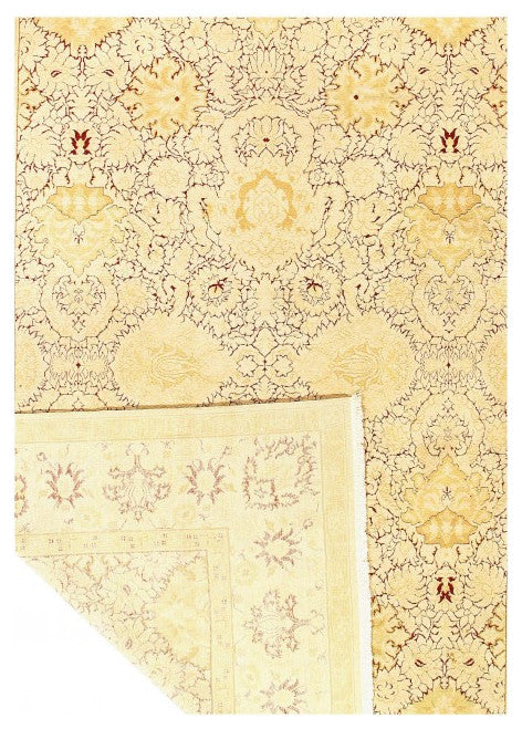 Ivory Fine Hand Knotted Agra Rug 9'x12'