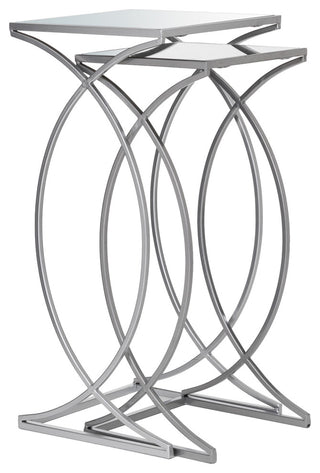 Metal With Glass Accent Table, Set of 2, Silver