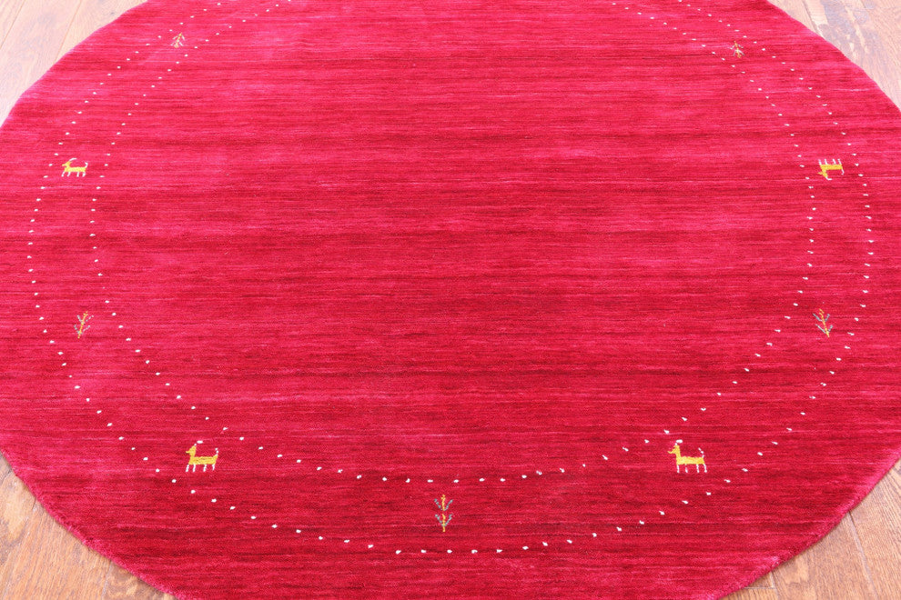 6' Round Hand Knotted Persian Gabbeh Wool Rug - Q15211