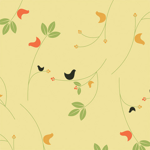 Birds and Berries Shelf Paper Drawer Liner, 120x24, Laminated Vinyl