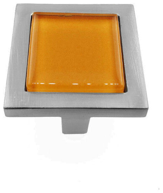 Brown Bronze Crystal Glass Brushed Nickel Square Manor Knob